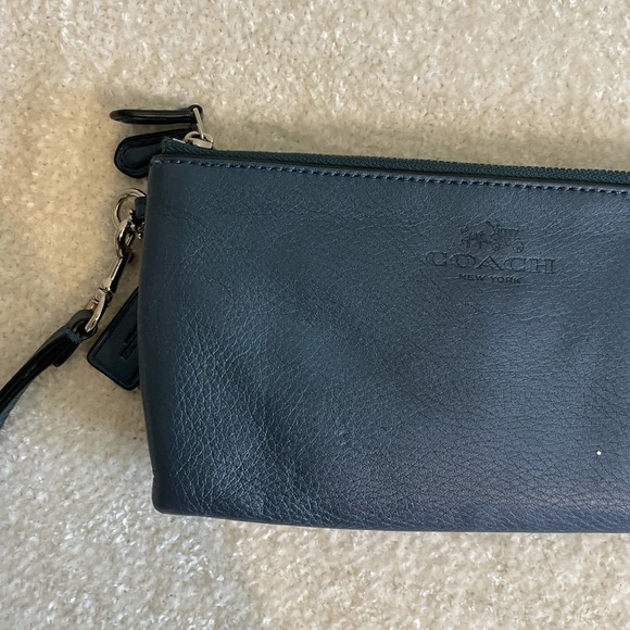 Coach pebble leather wrist wallet double pocket zipper - Picture 3 of 6